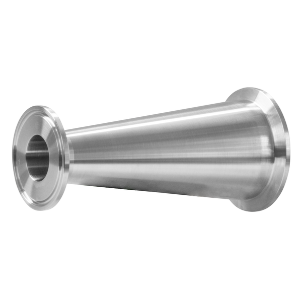Steel & Obrien 2-1/2" x 1-1/2" BPE Clamp End Concentric Reducer, 5" Long 316SS SF1 S31-14MP-2.5X1.5-PL-316